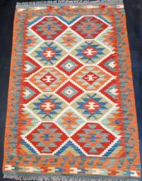 Kilim Rug Classic, Handmade Artisan Afghan Turkish Aztec Reversible Natural Wool 154x104 cm - thumbnail 1