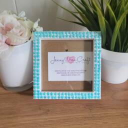 Aqua Acrylic Flat Back Stars Square Photo Frame 4 X Inches - thumbnail 1