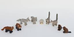 Hand Carved Wooden Animals, Red Panda, Wolves, Lemurs, Beavers - thumbnail 1