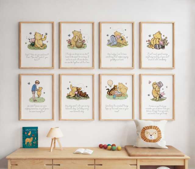 Winnie The Pooh Nursery Print - Cute Baby Wall Art Decor Kids Room Decoration Gift For Shower, Christening - image 1