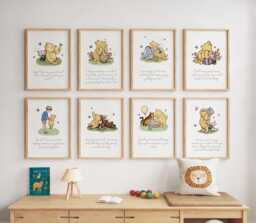 Winnie The Pooh Nursery Print - Cute Baby Wall Art Decor Kids Room Decoration Gift For Shower, Christening - thumbnail 1