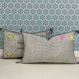 Yakiti-Gray Square Moroccan Pillows 13x21, Aka Cactus Silk Pillow, Sabra Pillows, Outdoor Luxury Pillow, Durable & Weather Resistant - thumbnail 2