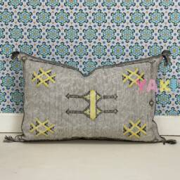 Yakiti-Gray Square Moroccan Pillows 13x21, Aka Cactus Silk Pillow, Sabra Pillows, Outdoor Luxury Pillow, Durable & Weather Resistant - thumbnail 3