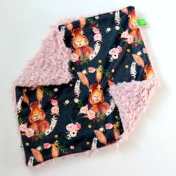 Dream Lovie. Security Blanket. Personalized Lovey. Faux Fur Feather Bunny Portrait. Mini Baby Minky Shower Gift - thumbnail 3