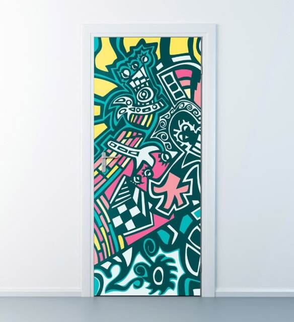 Door Sticker, Graffiti Mural, Wallpaper, Home Office Decor Fridge Decor, Abstract Wall Art