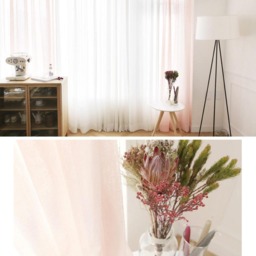 Light Pink Linen Look Sheer Curtains, Voile Drapery Window Sheers, Sheers Custom - thumbnail 3
