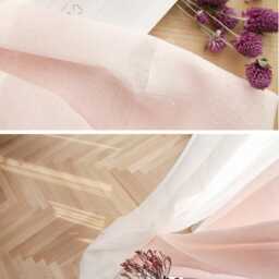 Light Pink Linen Look Sheer Curtains, Voile Drapery Window Sheers, Sheers Custom - thumbnail 4