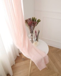 Light Pink Linen Look Sheer Curtains, Voile Drapery Window Sheers, Sheers Custom