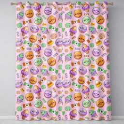 Halloween Donuts Candy Eyeball Ice Cream Seamless Pattern Soft Pink Background Readymade Eyelet Ring Top Thermal 100% Blackout Curtains - thumbnail 2