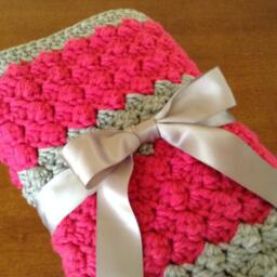 Chunky Striped Baby Blanket Pattern. Crochet Shower Gift Photo Prop - thumbnail 3