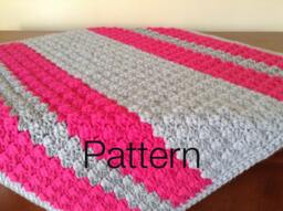 Chunky Striped Baby Blanket Pattern. Crochet Shower Gift Photo Prop - thumbnail 1