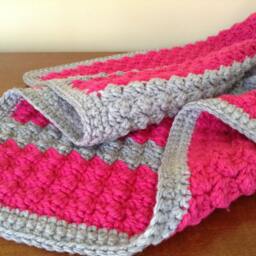 Chunky Striped Baby Blanket Pattern. Crochet Shower Gift Photo Prop - thumbnail 2