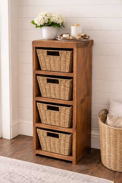 Handmade Rustic Bathroom/Bedroom Cabinet, Wooden Storage, Baskets - Free Delivery - image 1