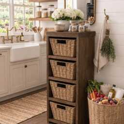 Handmade Rustic Bathroom/Bedroom Cabinet, Wooden Storage, Baskets - Free Delivery - thumbnail 4