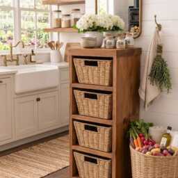 Handmade Rustic Bathroom/Bedroom Cabinet, Wooden Storage, Baskets - Free Delivery - thumbnail 3
