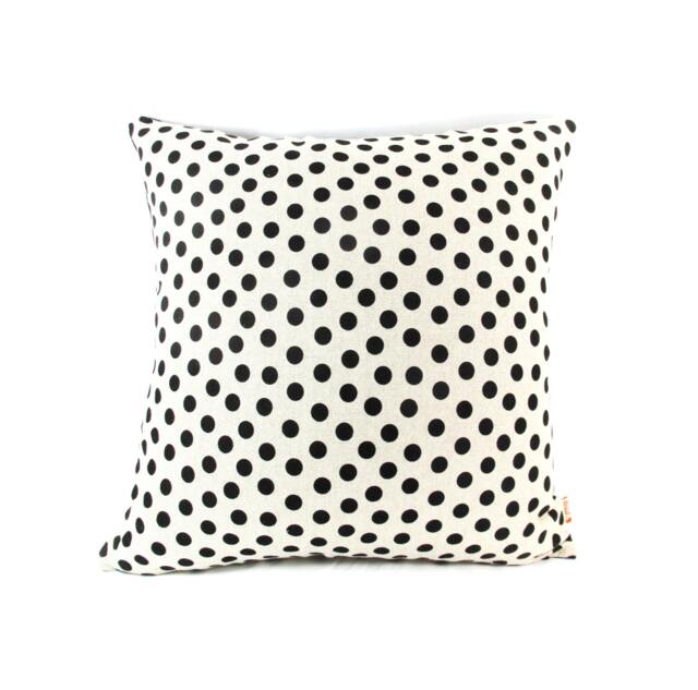 Black Polka Dot Pillow Cover Oatmeal Cotton, 18-Inch Square - image 1