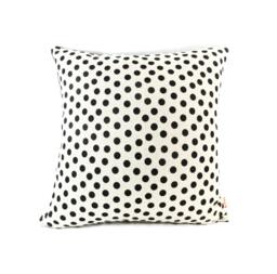 Black Polka Dot Pillow Cover Oatmeal Cotton, 18-Inch Square - thumbnail 1