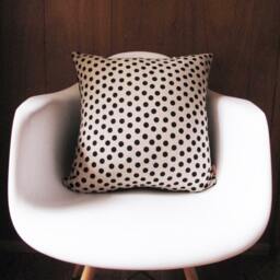 Black Polka Dot Pillow Cover Oatmeal Cotton, 18-Inch Square - thumbnail 3