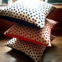 Black Polka Dot Pillow Cover Oatmeal Cotton, 18-Inch Square - thumbnail 4