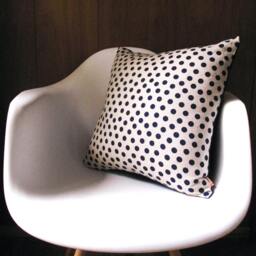 Black Polka Dot Pillow Cover Oatmeal Cotton, 18-Inch Square - thumbnail 2