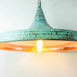 Verdigris Copper Pendant Light - Hammered Patina Kitchen Lamp Boho Ceiling Fixture Moroccan Style - thumbnail 3