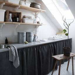 Farmhouse Kitchen Sink Skirt, Vanity Cover, Cafe Curtain, Country Style Curtains & Valances. Rod Pocket With Heading. Xxl - thumbnail 2