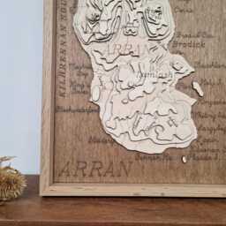 Isle Of Arran 3D Engraved Wooden Map Scottish Topographic Wall Art Brodick Lamlash - thumbnail 3