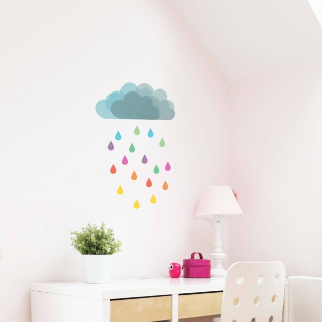 Cloud Rain Wall Sticker Decal - Illustration Stickers, Animals Decals, Home Decor, Art, Illustrations