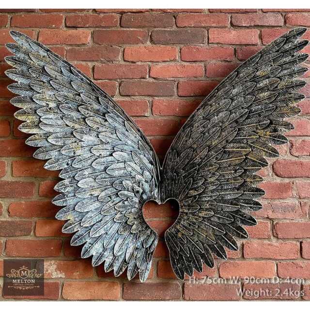 Silver Angel Wings Wall Art Metal Extra Large Industrial Fairy Decor Sculpture - image 1