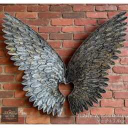 Silver Angel Wings Wall Art Metal Extra Large Industrial Fairy Decor Sculpture - thumbnail 1