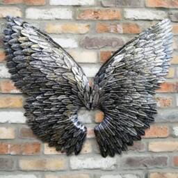 Silver Angel Wings Wall Art Metal Extra Large Industrial Fairy Decor Sculpture - thumbnail 2