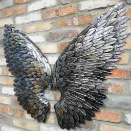 Silver Angel Wings Wall Art Metal Extra Large Industrial Fairy Decor Sculpture - thumbnail 3