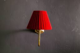 Curved Lampshade Sconce, Wall Lighting, Brass Sconce For Home, Bedroom Plug In