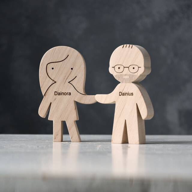 Personalized Wooden Couple Figurines - Unique Wedding Gift - image 1