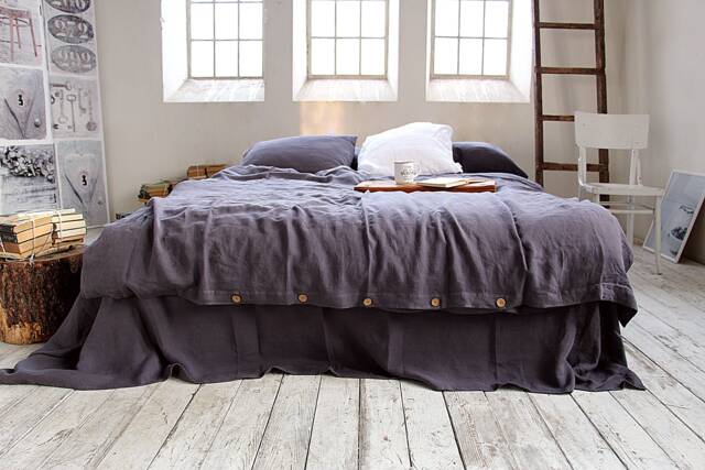 Linen Duvet Cover, Grayish Eggplant Soft Linen Bedding, Lithuanian - image 1