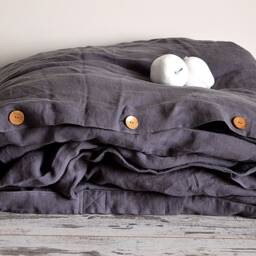 Linen Duvet Cover, Grayish Eggplant Soft Linen Bedding, Lithuanian - thumbnail 2