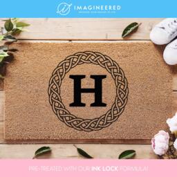 Custom Plait Border Initial Doormat/Coir Door Mat Wedding Gift New Home Housewarming - thumbnail 1