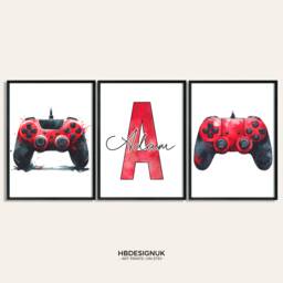Personalised Gamer Poster Set - 3 Gaming Prints - Game Boys Bedroom Decor Room Picture Print Video Wall Art - thumbnail 1