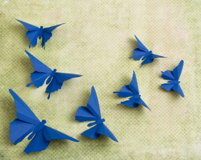 3D Butterfly Wall Art Cobalt Blue Paper Silhouettes For Home Art Decor, Nursery, Children's Room - image 1