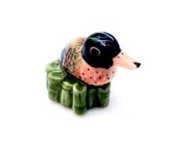 Miniature Ceramic Duck Bird Animal Tiny Baby Brown Black Green Figurine Little Statue Small Decoration Hand Painted Collectible Figure