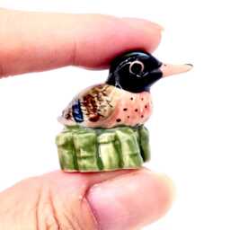 Miniature Ceramic Duck Bird Animal Tiny Baby Brown Black Green Figurine Little Statue Small Decoration Hand Painted Collectible Figure - thumbnail 4