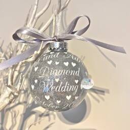 60Th Diamond Wedding Anniversary Gift, Christmas Bauble, 60 Years Married Ornament, Keepsake 2026 - thumbnail 4