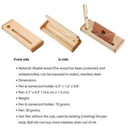 Custom Engraved Wooden Pen Case With Business Card Holder Personalized Desk Organizer Office Gifts For Him, Dad, Coworker, Corporate - thumbnail 2