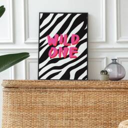 Zebra Print Wild One Art - Animal Quote A5 A4 A3 Unframed Poster Home Decor Wall Typography Nursery - thumbnail 3