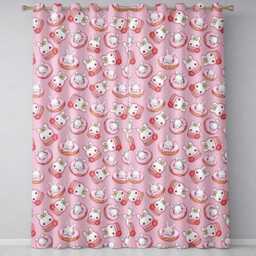 Cute Bunny Donut Dessert Kawaii Pinky Background Seamless Pattern Readymade Eyelet Ring Top Thermal 100% Blackout Curtains - thumbnail 2