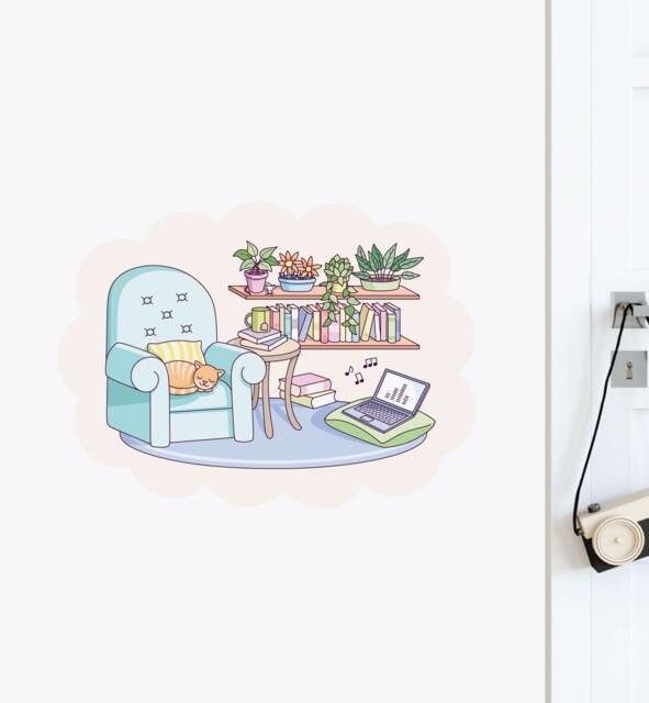 Cute Living Room Wall Sticker Decal - Kids Stickers, Animals Childrens Decals, Art, Room, Girl, Boy