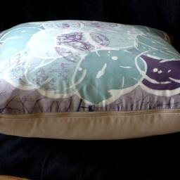 Turquoise & Purple Pillow, Abstract Art Cushion, Gift Hand - Painted Pillow Cover, Indoor Living Pillow, Decor For Artists - thumbnail 4