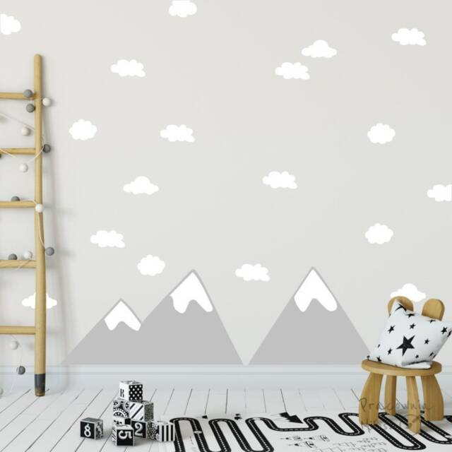 Mountain Wall Decal Peel & Stick Decals Clouds Stickers Cloud Kids Room Art Baby Gift - image 1
