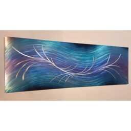 Modern, Abstract, Contemporary Metal Wall Art, Sculpture, 3D Effect, By R Toomer Art. . Blues, Teal, Purple & Silver. Indoor/Outdoor - thumbnail 1