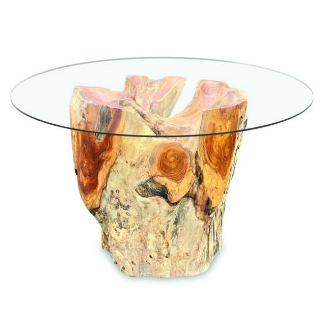 Teak Root Round Lombok Coffee Table Extra Small With 70cm Glass - image 1